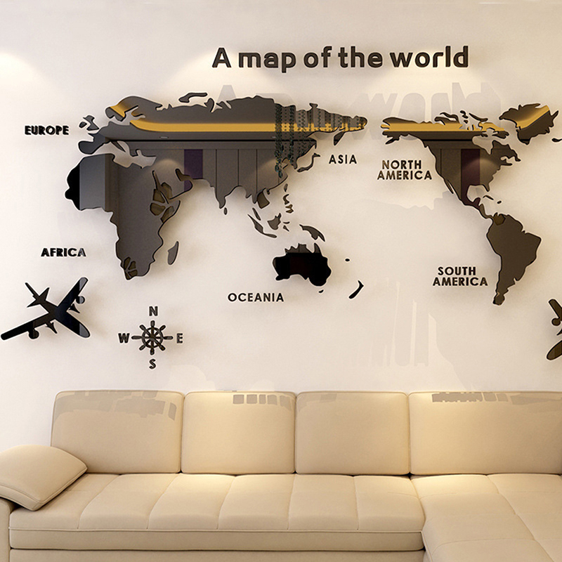 Office Furniture World - World Map Wall Stickers 3D Acrylic