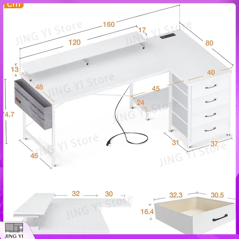 L Shaped Computer Desk 160x80c - Office Furniture Outlet recension och pris