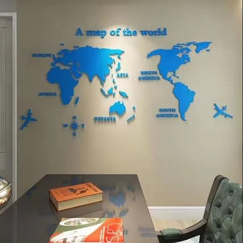 Modern World Map Acrylic 3D Wa - Office Furniture World recension och pris