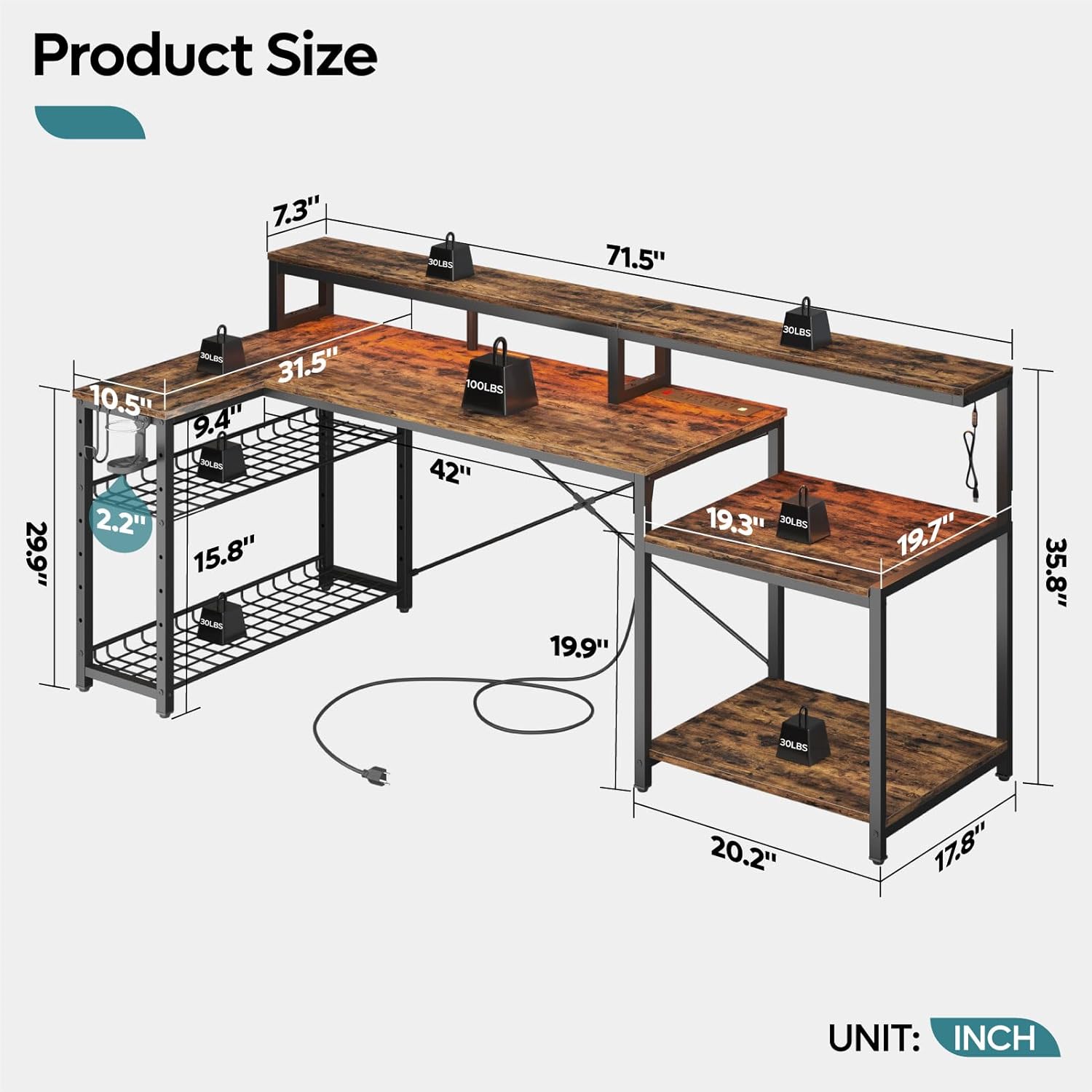 71.5 inch Computer Desk with P - Office Furniture Outlet recension och pris