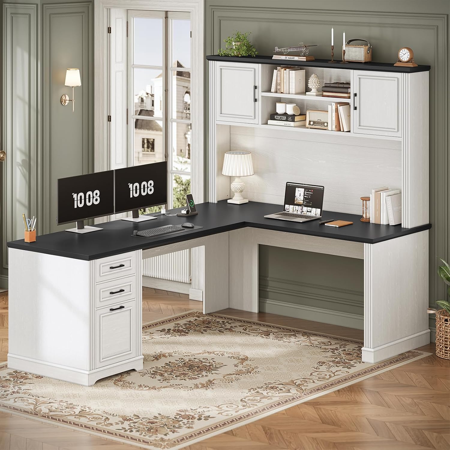 L Shaped Desk with Hutch & 3 D - Office Furniture Outlet recension och pris