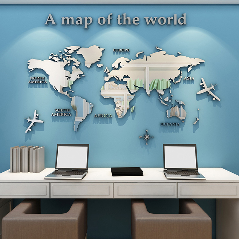 World Map Wall Stickers 3D Acr - Office Furniture World recension och pris