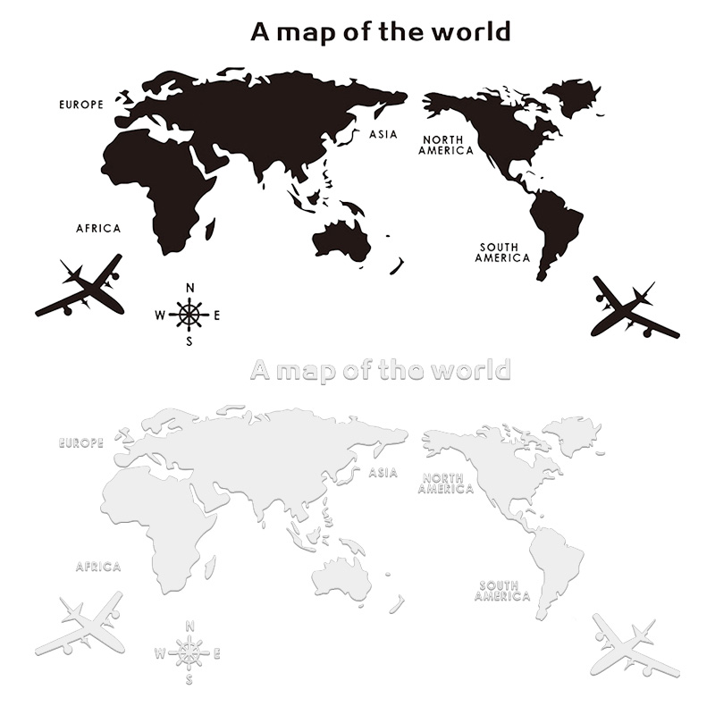 World Map Wall Stickers 3D Acr - Office Furniture World recension och pris