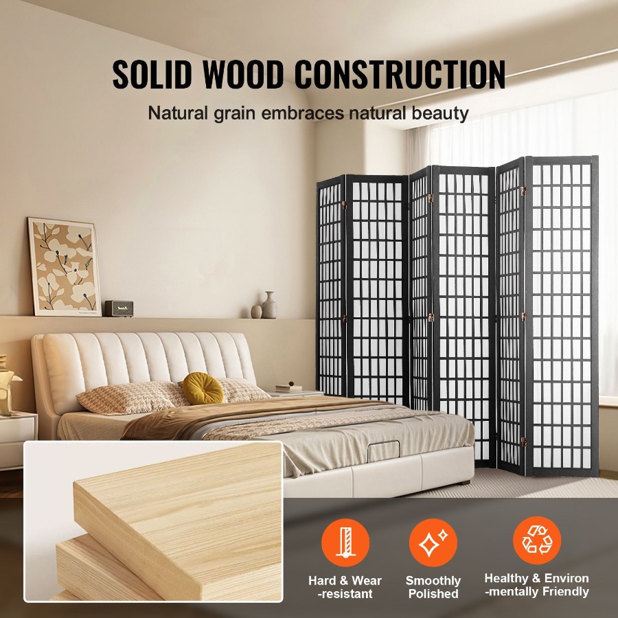 6 Panel Japanese Room Divider  - Partition Screen Divider recension och pris