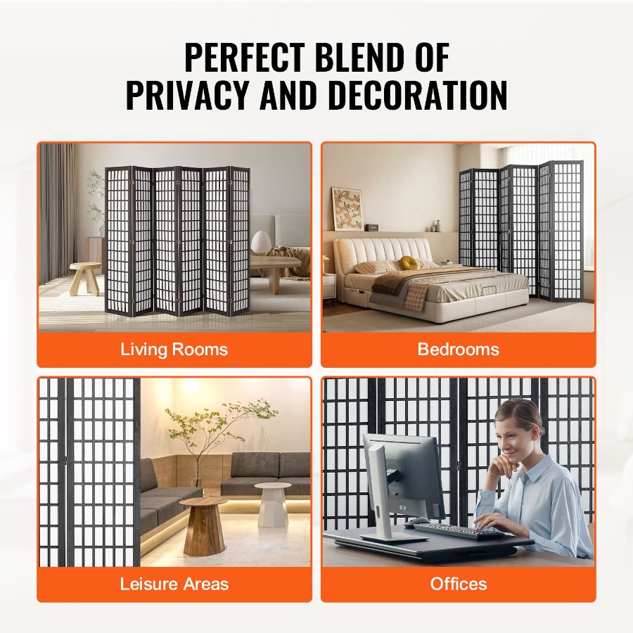 6 Panel Japanese Room Divider  - Partition Screen Divider recension och pris