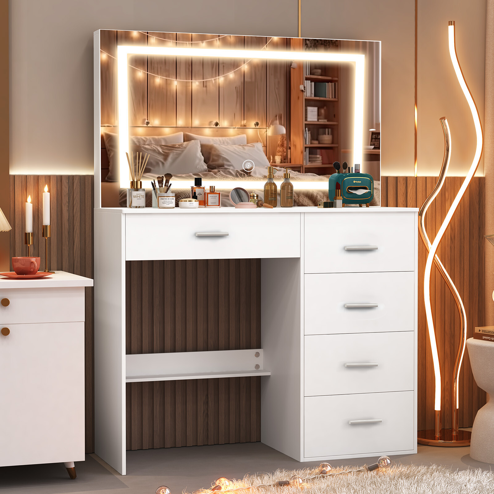 White Modern Makeup Vanity Dre - Office Furniture Now recension och pris