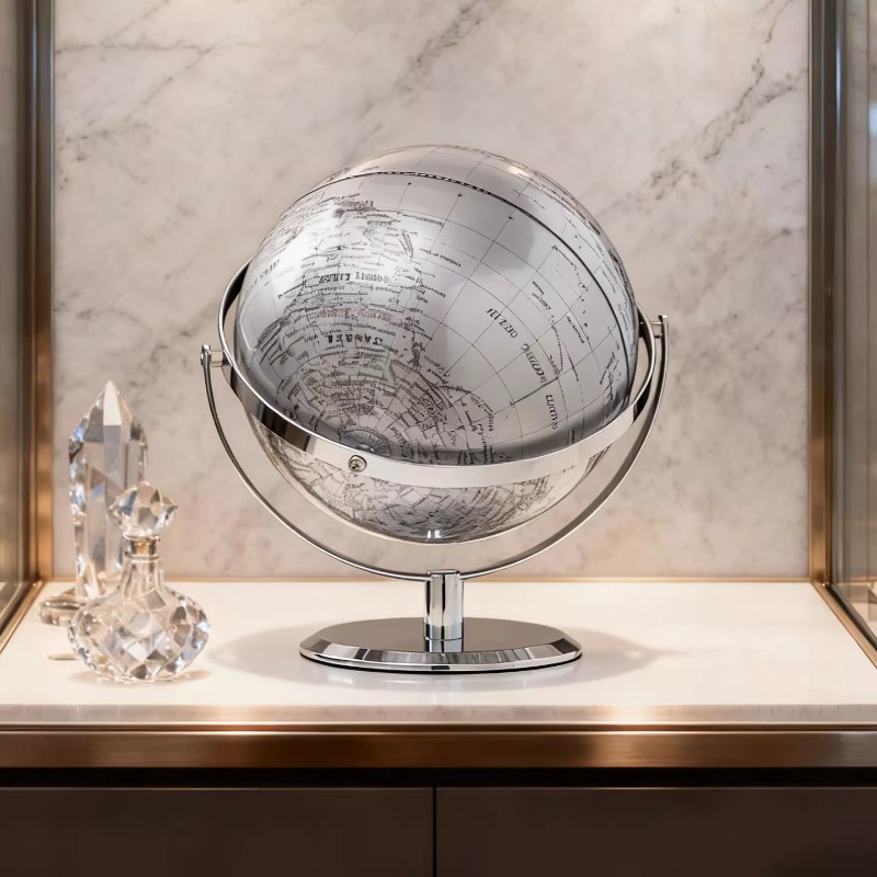 25cm Luxury Silver World Globe - Office Furniture World recension och pris