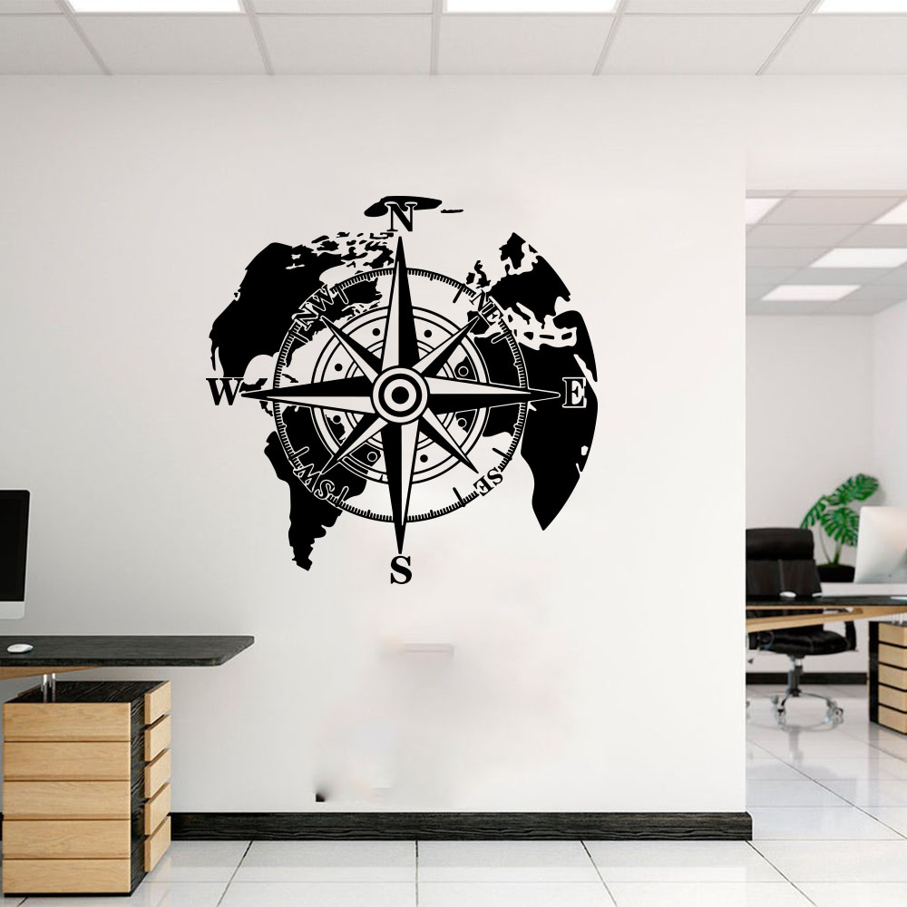 Modern World Map Compass Campe - Office Furniture World recension och pris